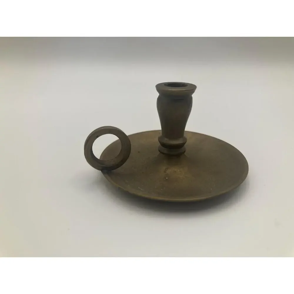 Vintage Brass Chamberstick Candle Holders Pair – Small Candlesticks Colonial